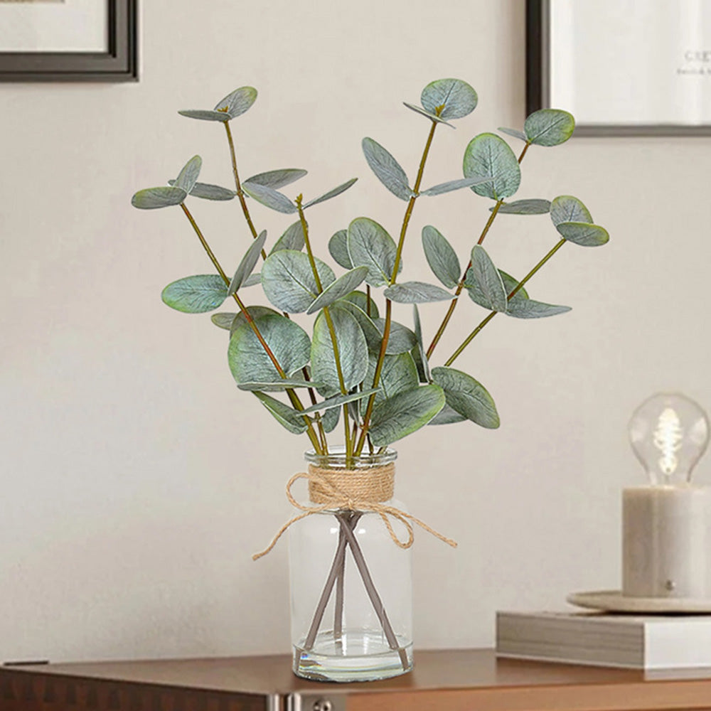 Realistic Artificial Eucalyptus Plant 3-Branch Faux Water Decorative Leaves