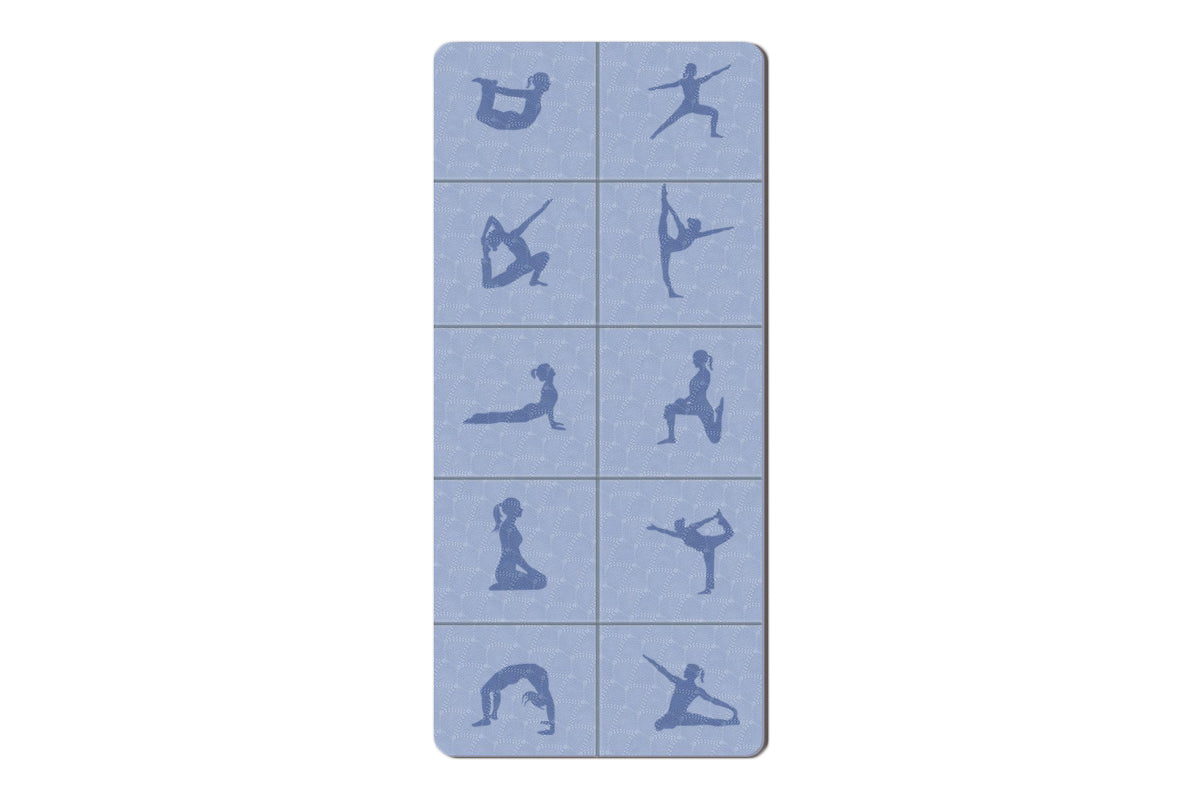 Printed Yoga Poses Yoga Mat with Storage Bag Portable Exercise Foldable Workout Mat
