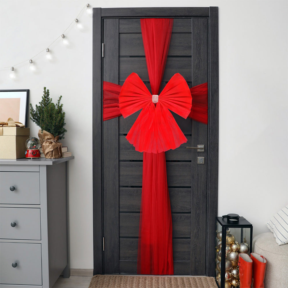 Large Red Christmas Door Bow for Outdoor Holiday Home Decoration