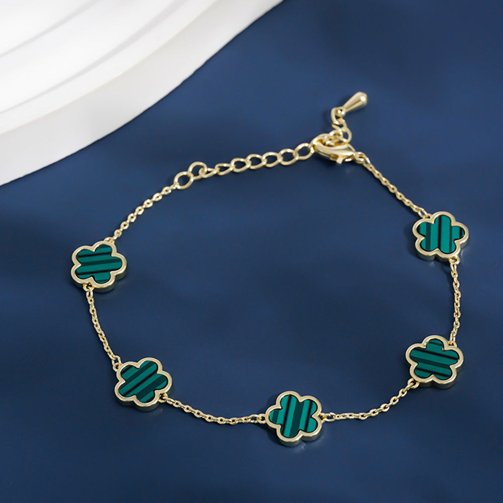 Elegant Clover Charm Bracelet Double Side Stainless Steel Tarnish-Free Bracelet