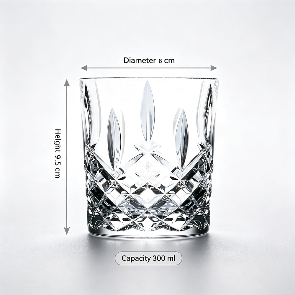 6 Piece 300ml Thick Clear Glass Whiskey Tumbler Set