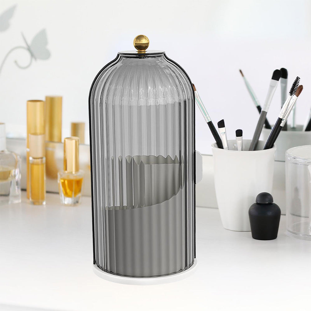 Sliding Lid Organizer 180 Degree Rotating Toothbrush Holder for Bathroom Counter