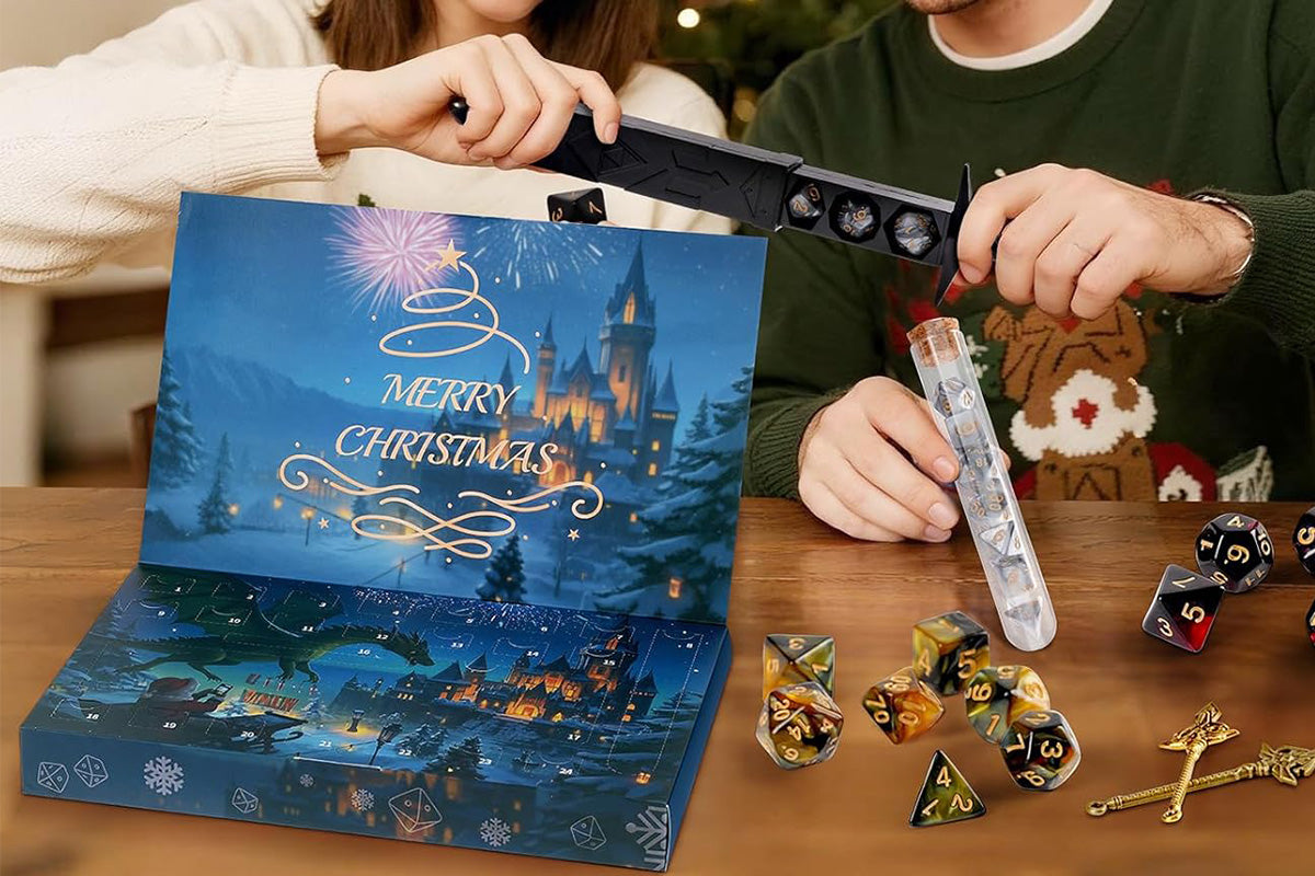 24-Piece Dice Advent Calendar Set Christmas Countdown with Polyhedral Dice