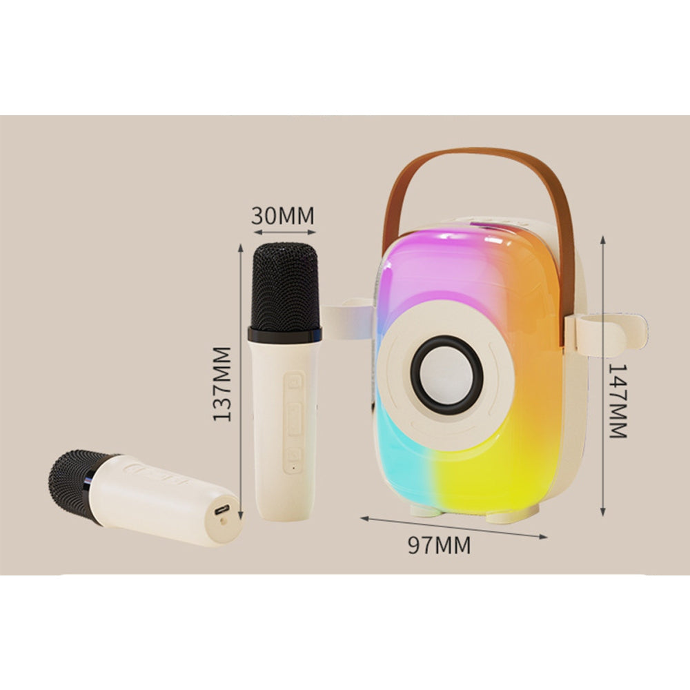 Mini Karaoke Machine Toy Portable Bluetooth Karaoke Speaker with 2 Wireless Microphones