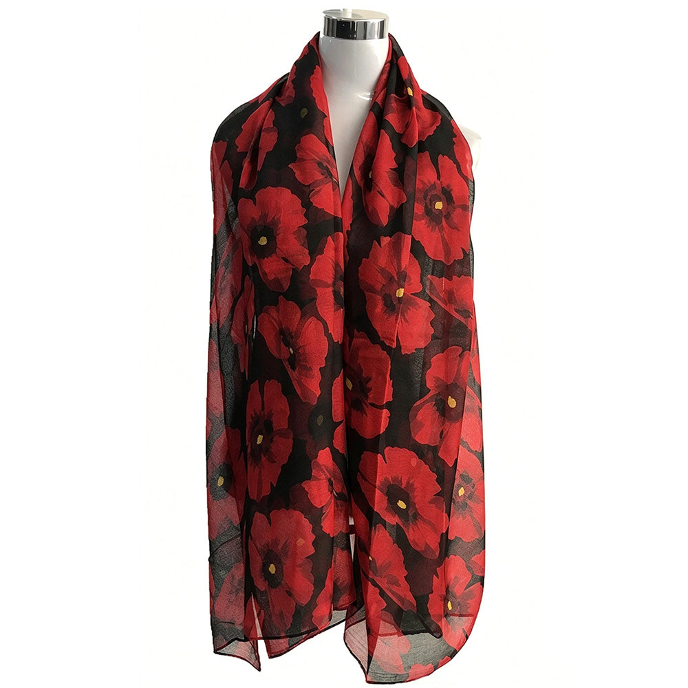 Vintage Floral Polyester Scarf Shawl for Travel and Sun Coverage