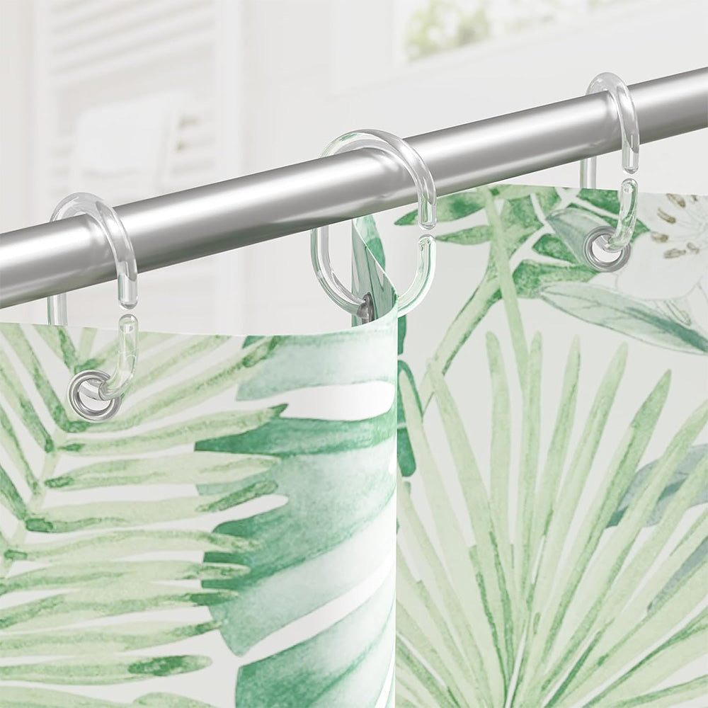 36 Pack Clear Plastic Shower Curtain Rings and C Shape Hooks for Bathrooms