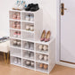 3 Tiers Foldable Stackable Shoe Organizer with Clear Door Plastic Shoe Rack