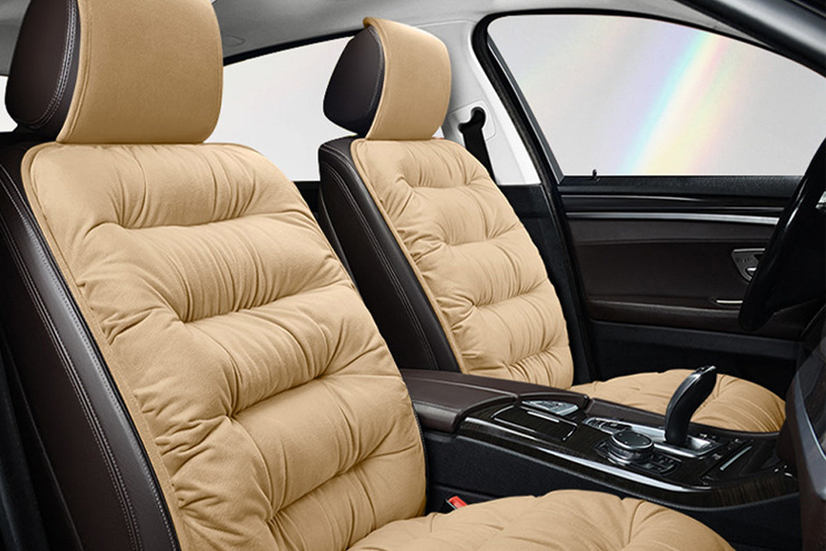 Single Winter Short Plush Auto Seat Cushion and Backrest Cover