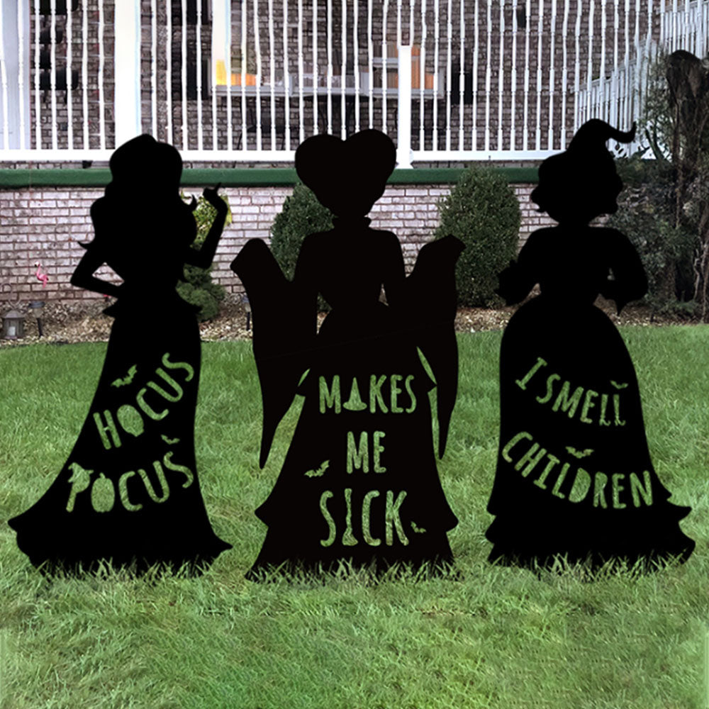 6Pcs Halloween Party Hocus Pocus Witch Yard Sign Stakes Garden Outdoor Decor Ornament