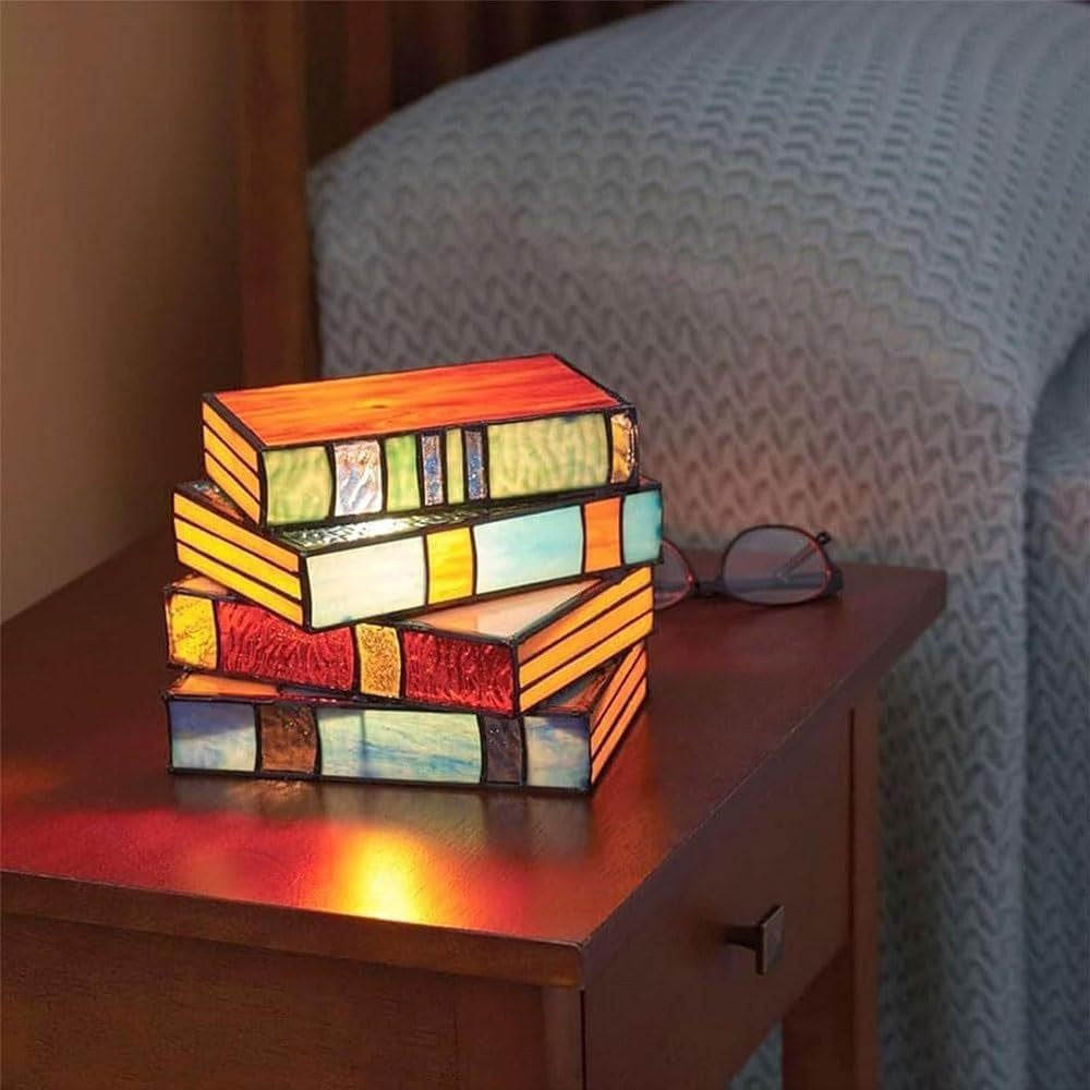 Resin Stained Stacked Books Lamp