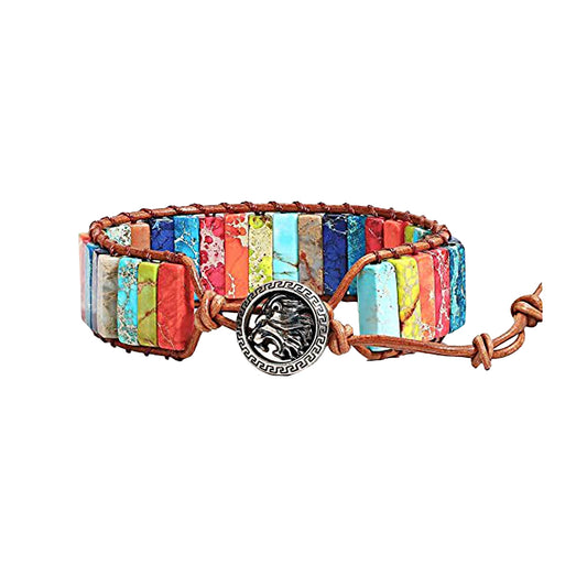 7 Chakra Boho Leather Wrap Bracelet