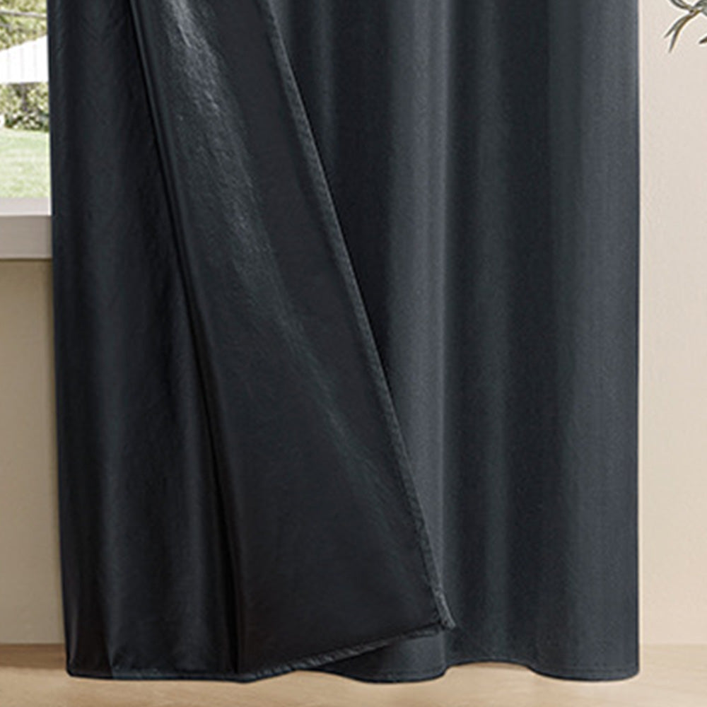 2 Pack 100 Percent Blackout Curtains with Black Liner for Bedroom Living Room and Office-Black