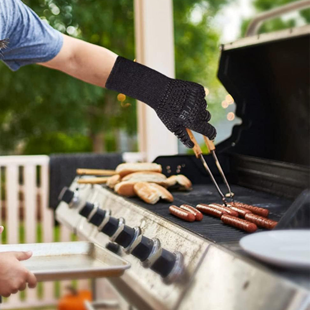Heat Resistant Oven Gloves Double Sided Silicone Slip Resistant BBQ Gloves