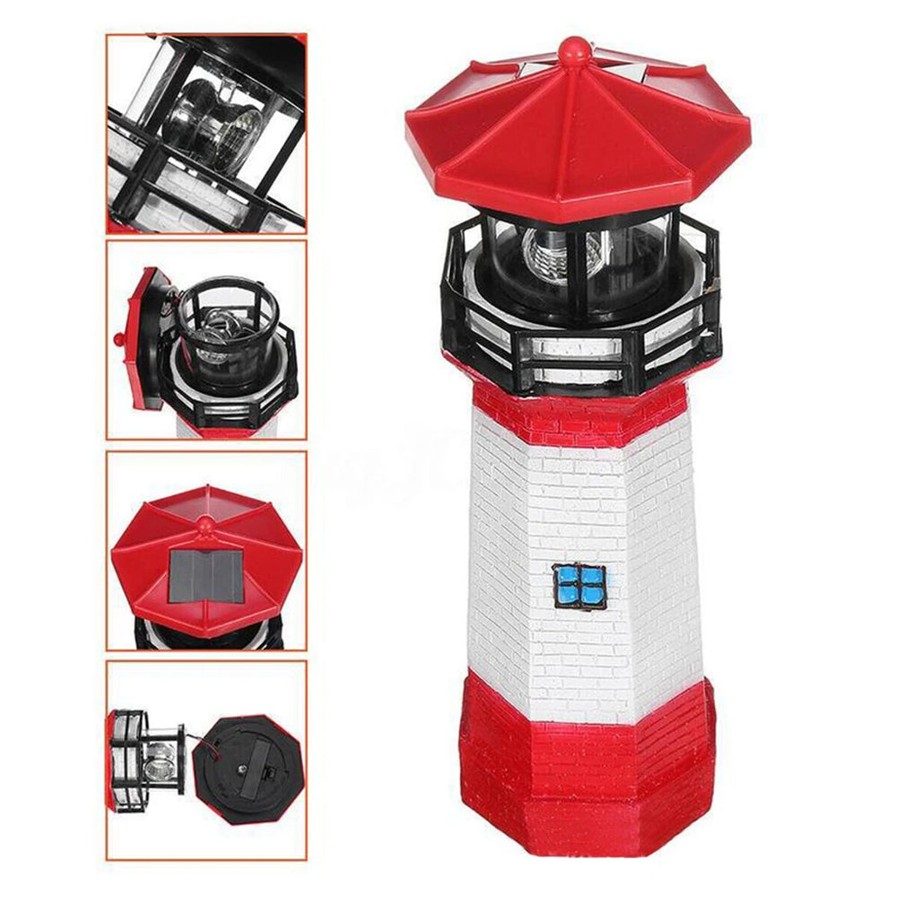 LED Outdoor Solar Lighthouse with Rotating Beacon