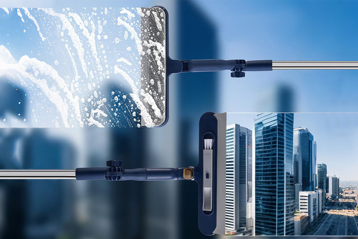 2in1 Home Window Squeegee and Cleaning Tool for Outdoor Glass Mirrors and Screens