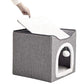 Foldable Cat Condo 2 Layer Cat Cube Box Kitten Cave with 2 Cosy Cushion
