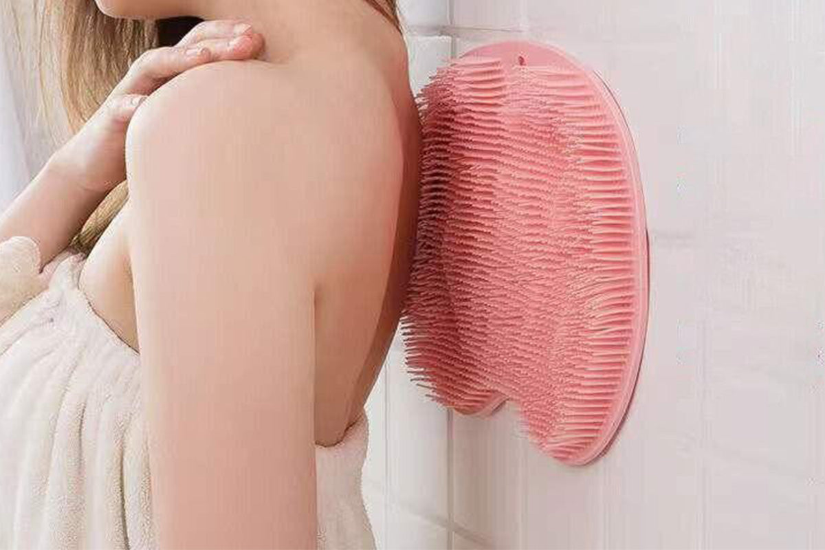 2 Pack Shower Foot Scrubber Mat Back Washer Wall Mounted 2 in 1 Foot Cleaner