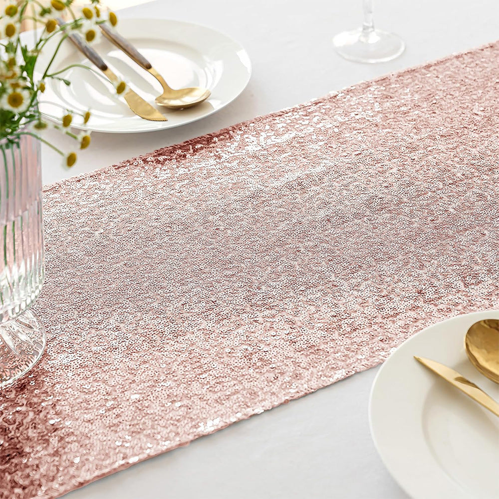 High Density Sequin Table Runner for Weddings Parties and Holidays-Rose Gold