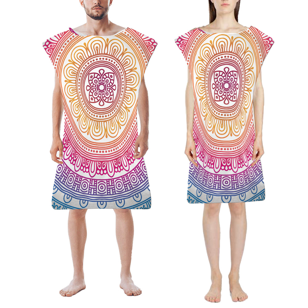 74*110cm Hooded Poncho Bathrobe Mandala Changing Robe Towel Beach Bath Quick Dry