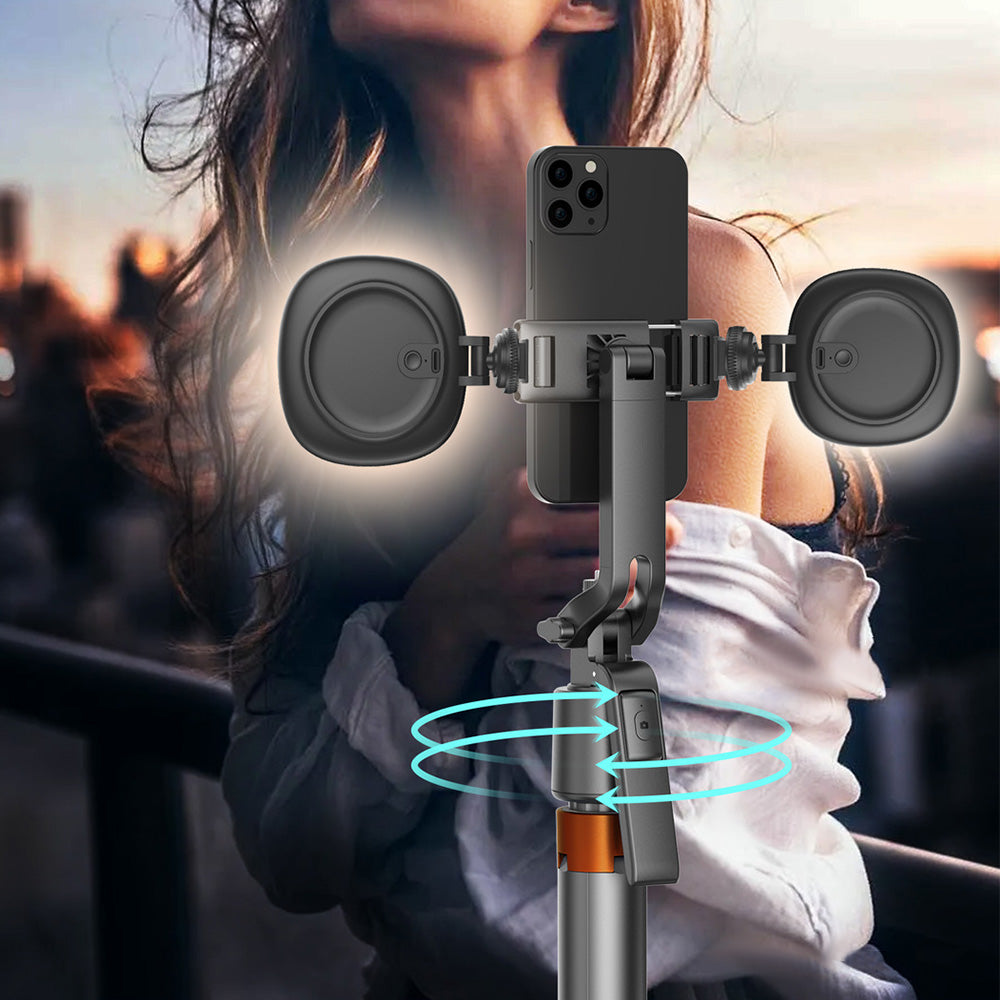 AI Face Tracking Selfie Stick Tripod 360 Auto Tracking Phone Stand with Light