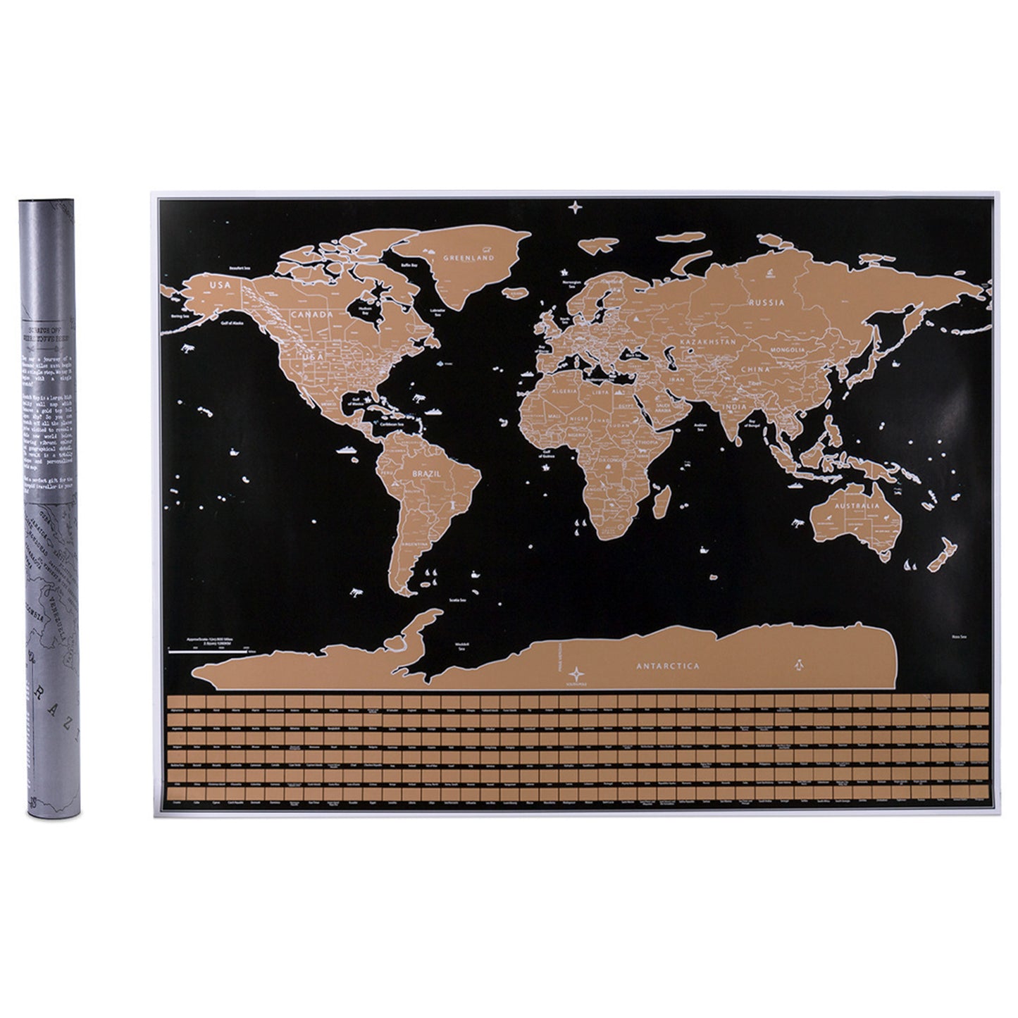 82x60CM/42x30CM Scratch Off Colored World Map with Scratch Accessories Kit-National Flag Style