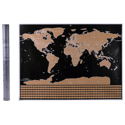 82x60CM/42x30CM Scratch Off Colored World Map with Scratch Accessories Kit-National Flag Style