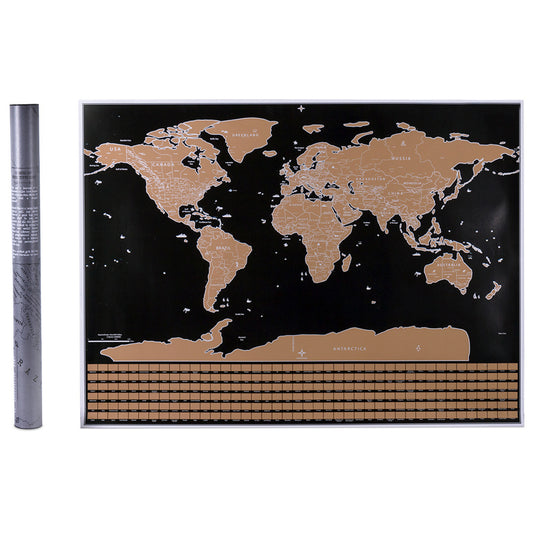 82x60CM/42x30CM Scratch Off Colored World Map with Scratch Accessories Kit-National Flag Style
