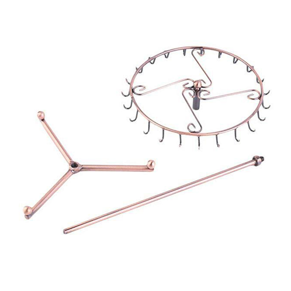2Pcs Jewelry Rotating Ring Necklace Display Rack with 23 Hooks