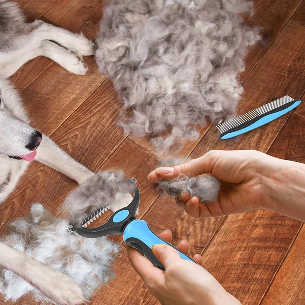 Two Sets Pet Grooming Combo Shedding and Dematting Brush for Dogs Cats