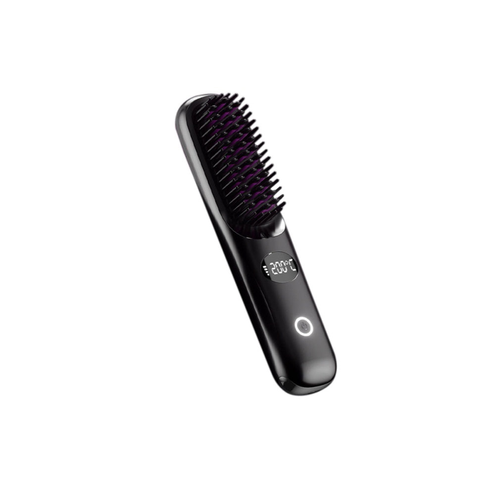 USB Rechargeable Hair Straightening Brush with LED Screen