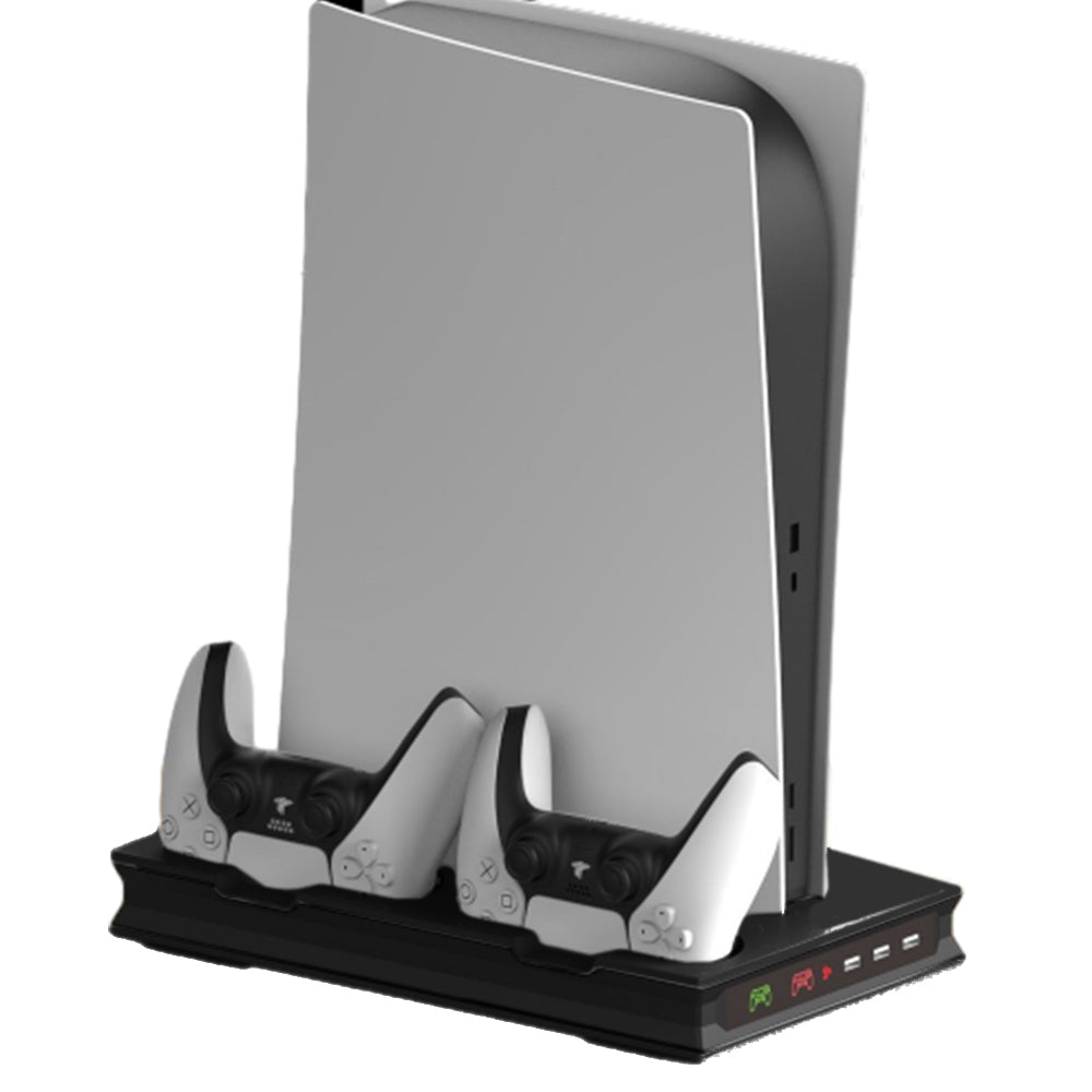 For PS5 Vertical Stand Cooling Fan with Dual Controller Charging Dock Station