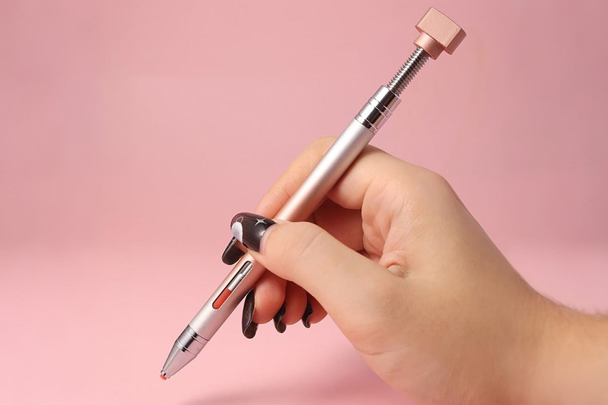 2pcs Glue-out Rhinestone Painting Pen Rhinestone Drill Pen with Visual Window and 6pcs Glue Sticks