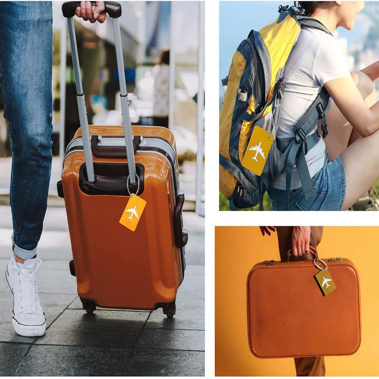 4Pcs Portable Aluminum Alloy Anti Loss Luggage Tags Travel ID Labels