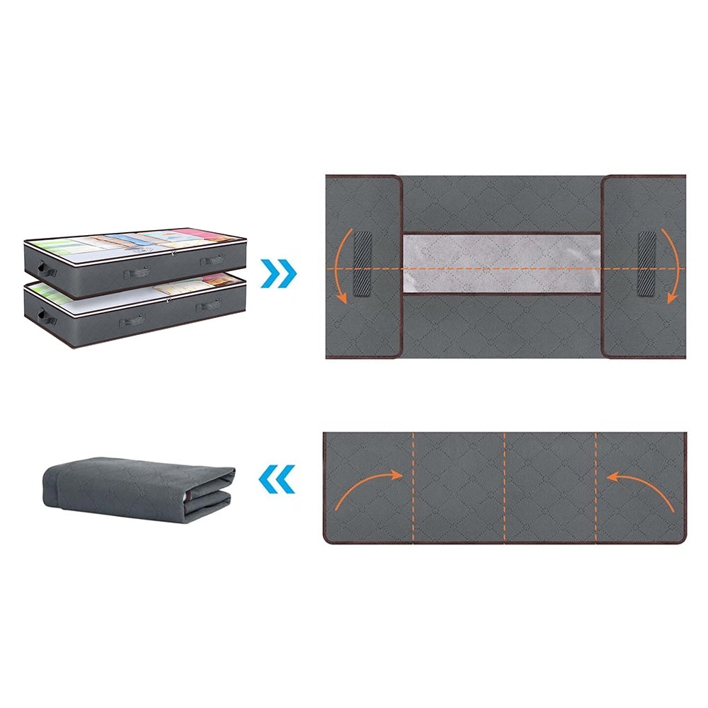 4Pcs Under Bed Storage Bags Clothes Organizer with Clear Top Gray
