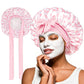 Satin Sleep Bonnet Hair Wrap for Women Adjustable Bow Print Silk Like Night Cap