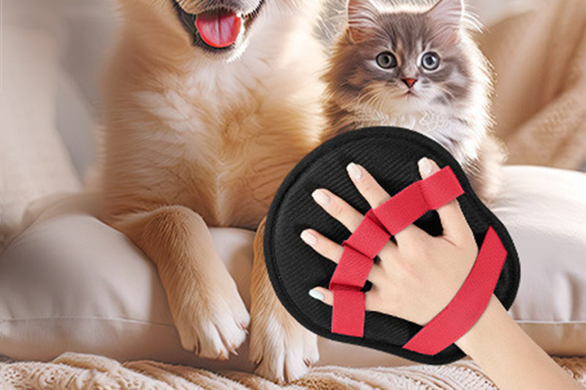 Five Finger Pet Hair Removal Glove Reusable Electrostatic Grooming Mitt for Cats and Dogs