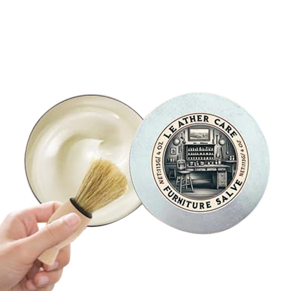 Furniture Salve and Brush Bundle for Leather Care Moisturizing Repair and Restoration