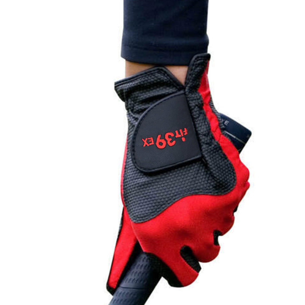Stretch Breathable Washable Golf Glove with Slip Resistant Grip for Men Women-Red