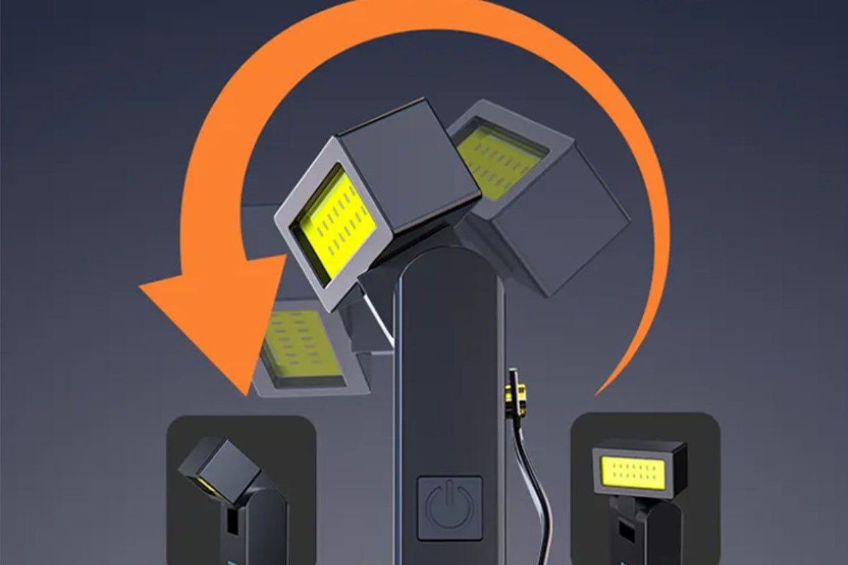 2Pcs Rechargeable COB Work Lights with Magnetic Base Clip Rotatable Flashlight Emergency Lamps