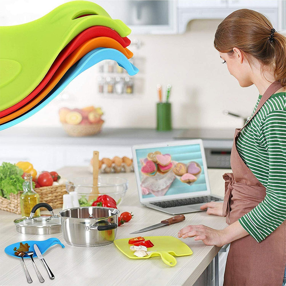 6 Pack Heat Resistant Silicone Spoon Rest Utensil Holders
