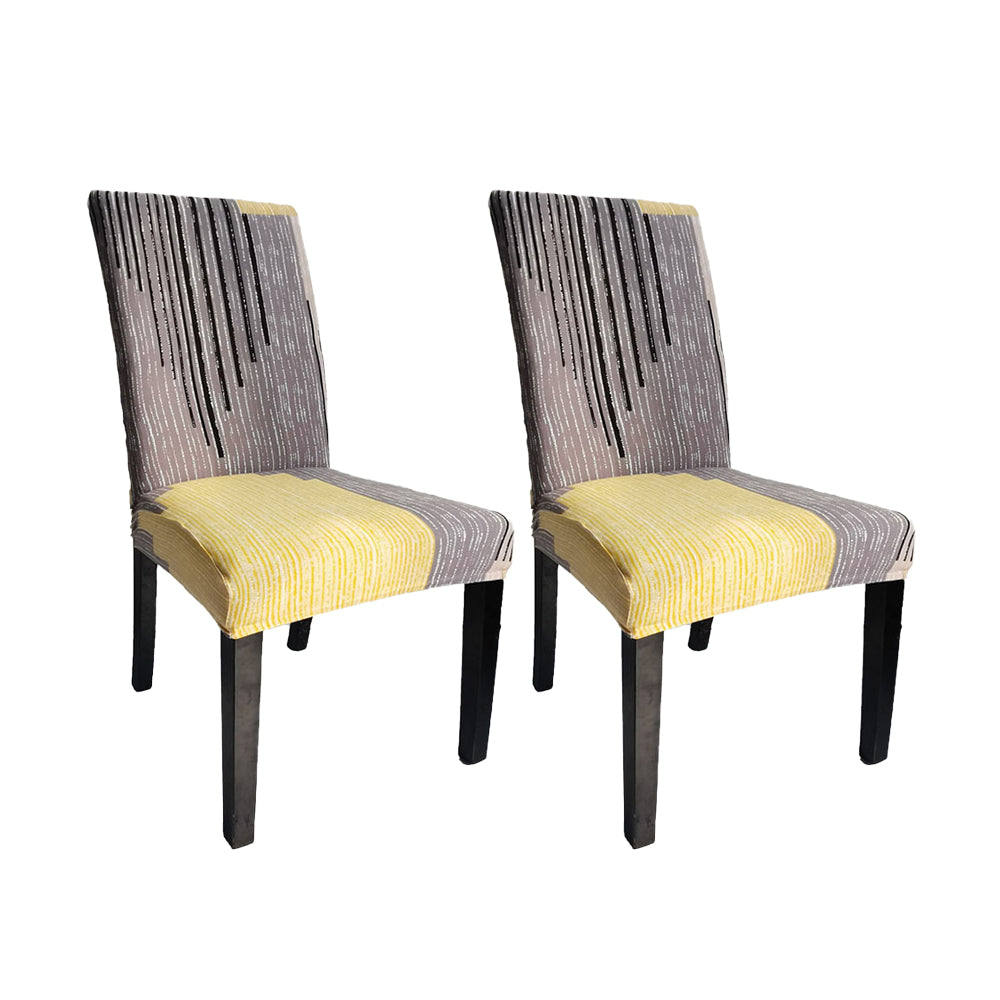 2Pcs Printed Stretchable Dining Chair Slipcover Washable Removable Chair Covers