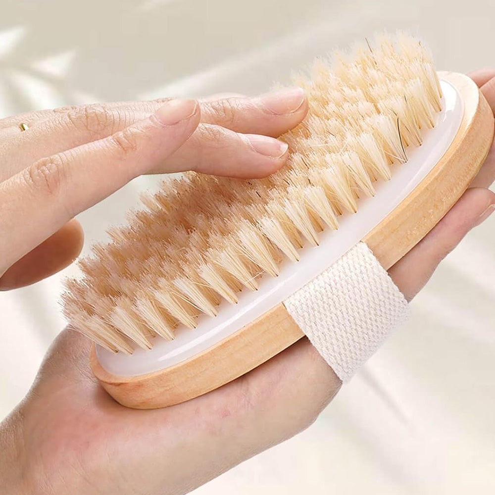 2PCS Dry Brushing Body Brush Natural Bristle Exfoliating Brush For Skin Care