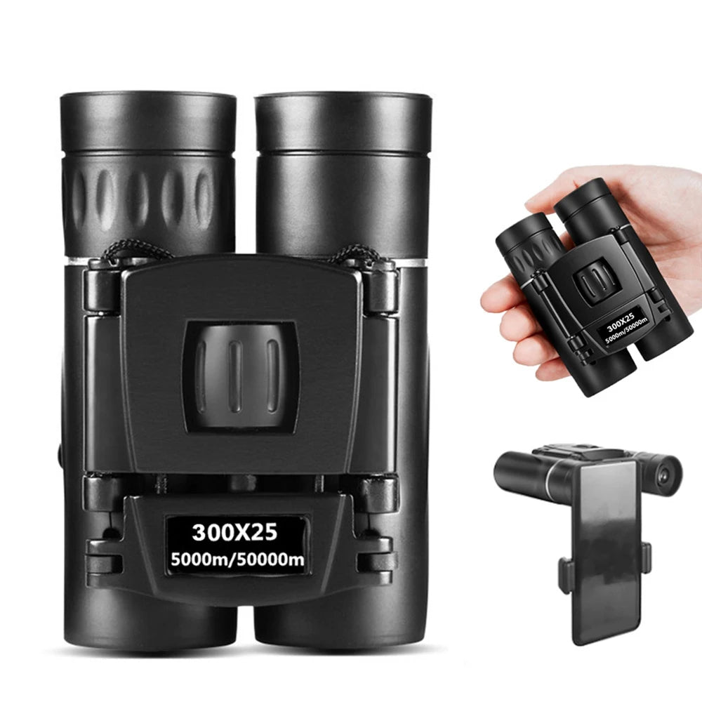 2Pcs 300x25 Folding High Powered Binoculars with Phone Holder