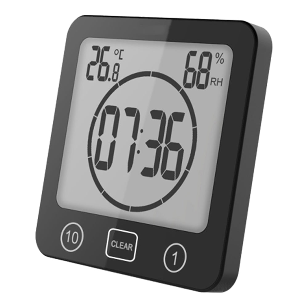 Digital Temperature Humidity Meter Water-Resistant Bathroom Alarm Clock