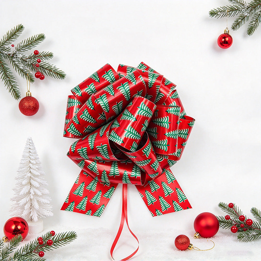 12 Pack Double Sided Printed Christmas Pull Ribbon Bows for Gift Wrapping