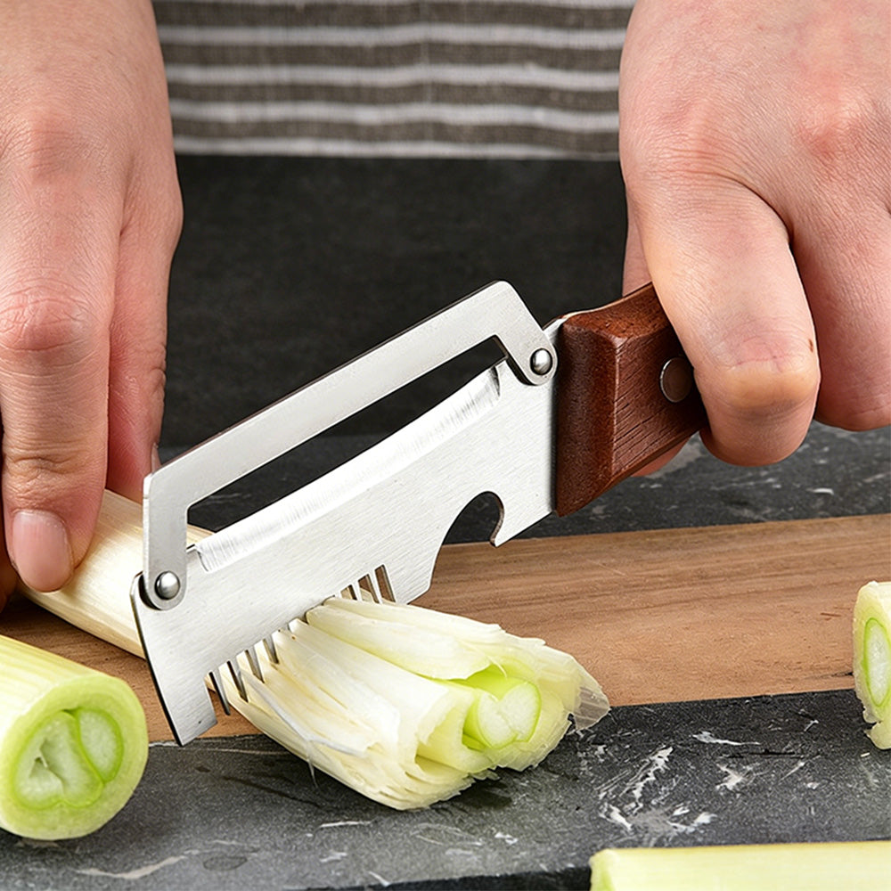 Multi-Functional Vegetable Peeler Stainless Steel Blade with Wooden Handle and Bottle Opener