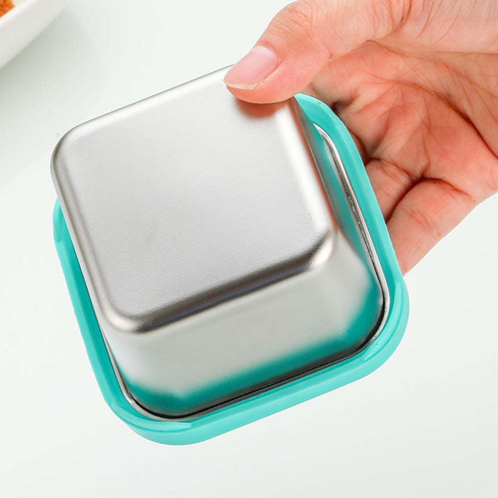 6Pcs 6oz Stainless Steel Square Food Storage Containers with Silicone Lids