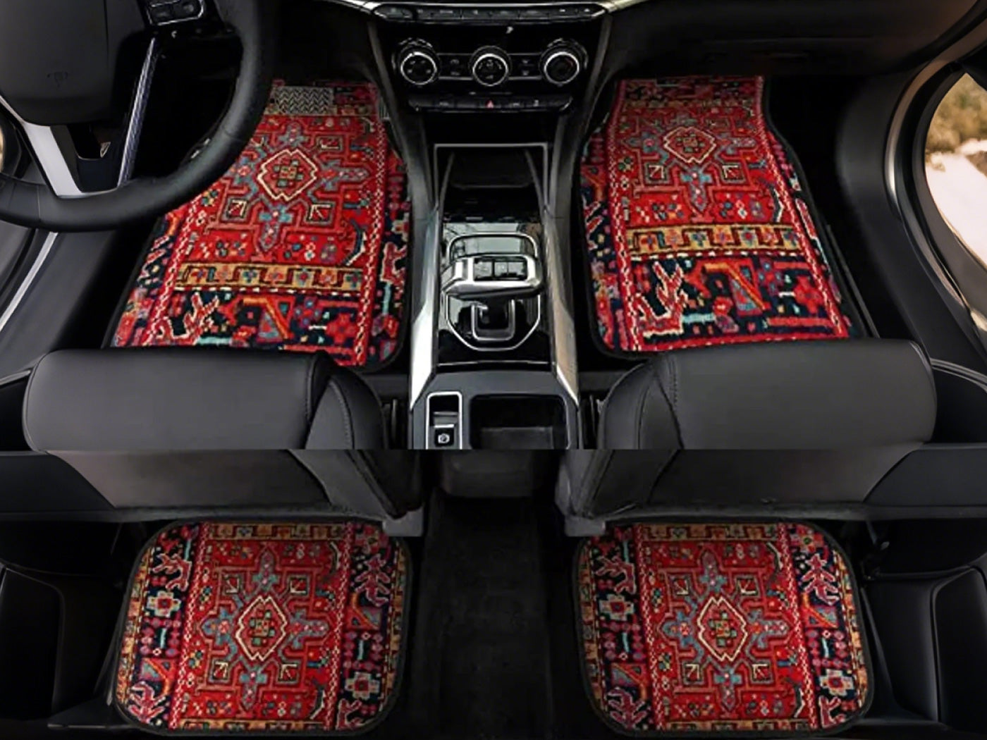 4-Piece Boho Vintage Car Floor Mats Front and Rear Mats Car Mats