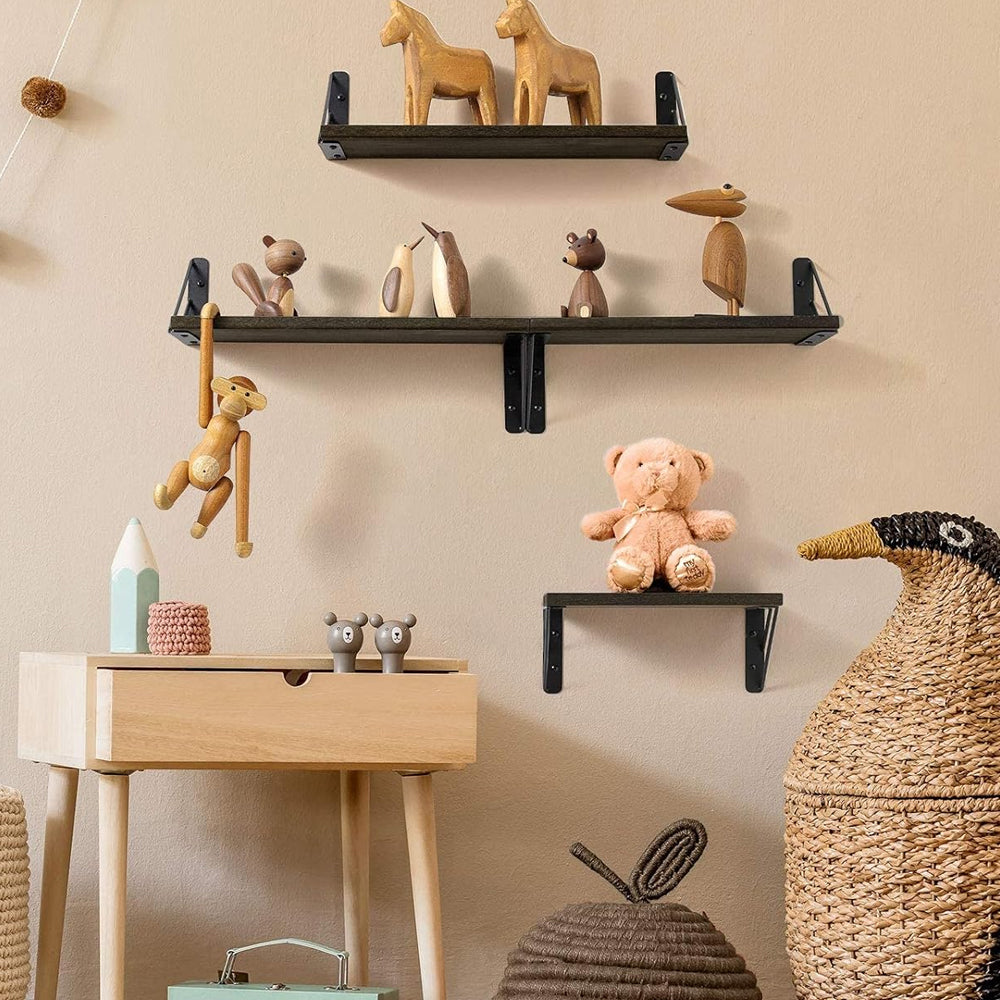 3Pcs Wall Mounted Wood Floating Shelf Storage Display for Bedroom Decor