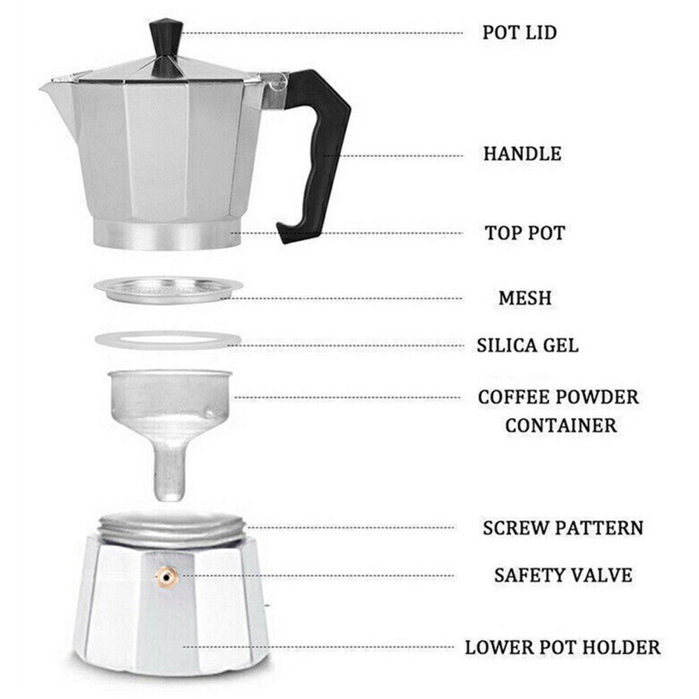 Coffee Maker Moka Percolator Stove Top Espresso Latte Stainless Pot